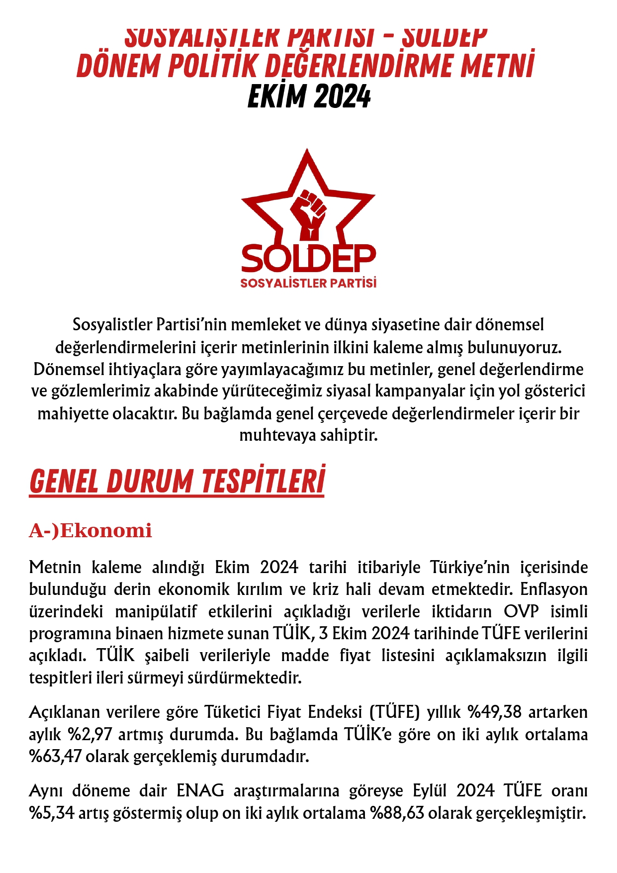 SOLDEP Dönem Değerlendirme Metni